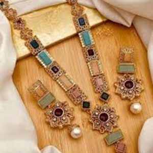 Gold Star Fancy Mala Set with Earring NJ-1557